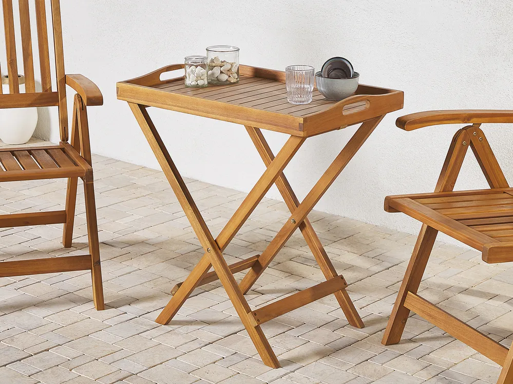 Garden Side Table JAVA Folding Acacia Wood Light Brown