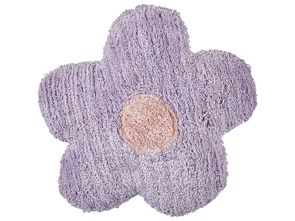 Set med 2 prydnadskuddar SORREL Bomull 30 x 30 cm Mörklila Blomma_906023