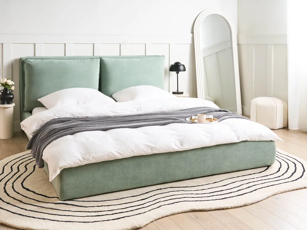 Bed Velvet BAJONNA 180 x 200 cm (EU Super King) Mint Green