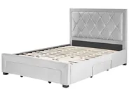 Bed with Storage Drawers LIEVIN Velvet Light Grey 140 x 200 cm (EU Double)_858056