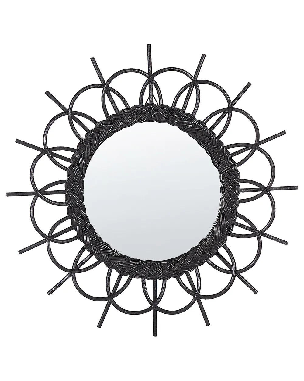 Wall Mirror TELAKIA 60 cm 60 cm Rattan Black