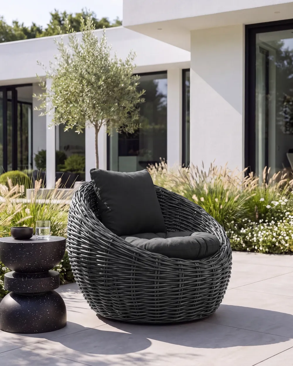 Garden Chair LERICI Rattan Black_1124297