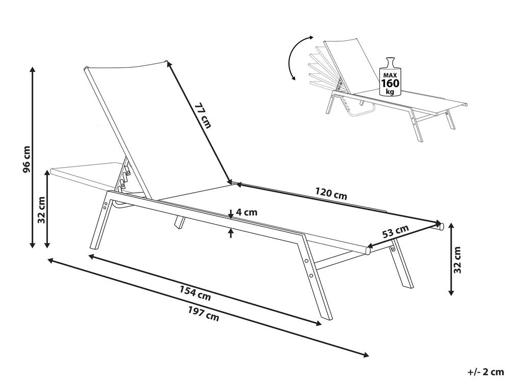 Sun Lounger NOLI Reclining Metal White_781100