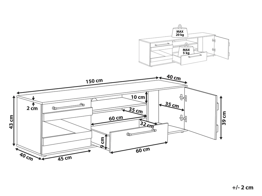 TV Stand SALTER Brown/ Black_816654