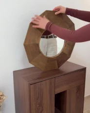 Wall Mirror ASEM 60 cm 60 cm Poplar Wood Brown_1041768