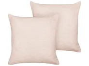 Set of 2 Decorative Cushions LEUZEA 45 x 45 cm Boucle Pastel Pink Solid_1073096