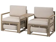 Trädgårdssoffgrupp med bord och fotpall 2-sits NOCI Modulär Metall Beige_1026721