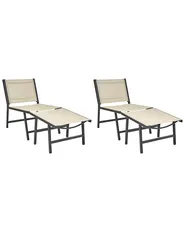 Set med 2 trädgårdsstolar MARCEDDI med fotpall Metall Beige_928430