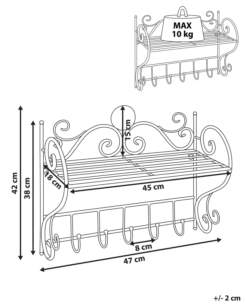 Wall Shelf OSORNO Metal White_792365
