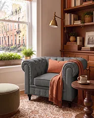 Armchair CHESTERFIELD Fabric Light Grey_1151217