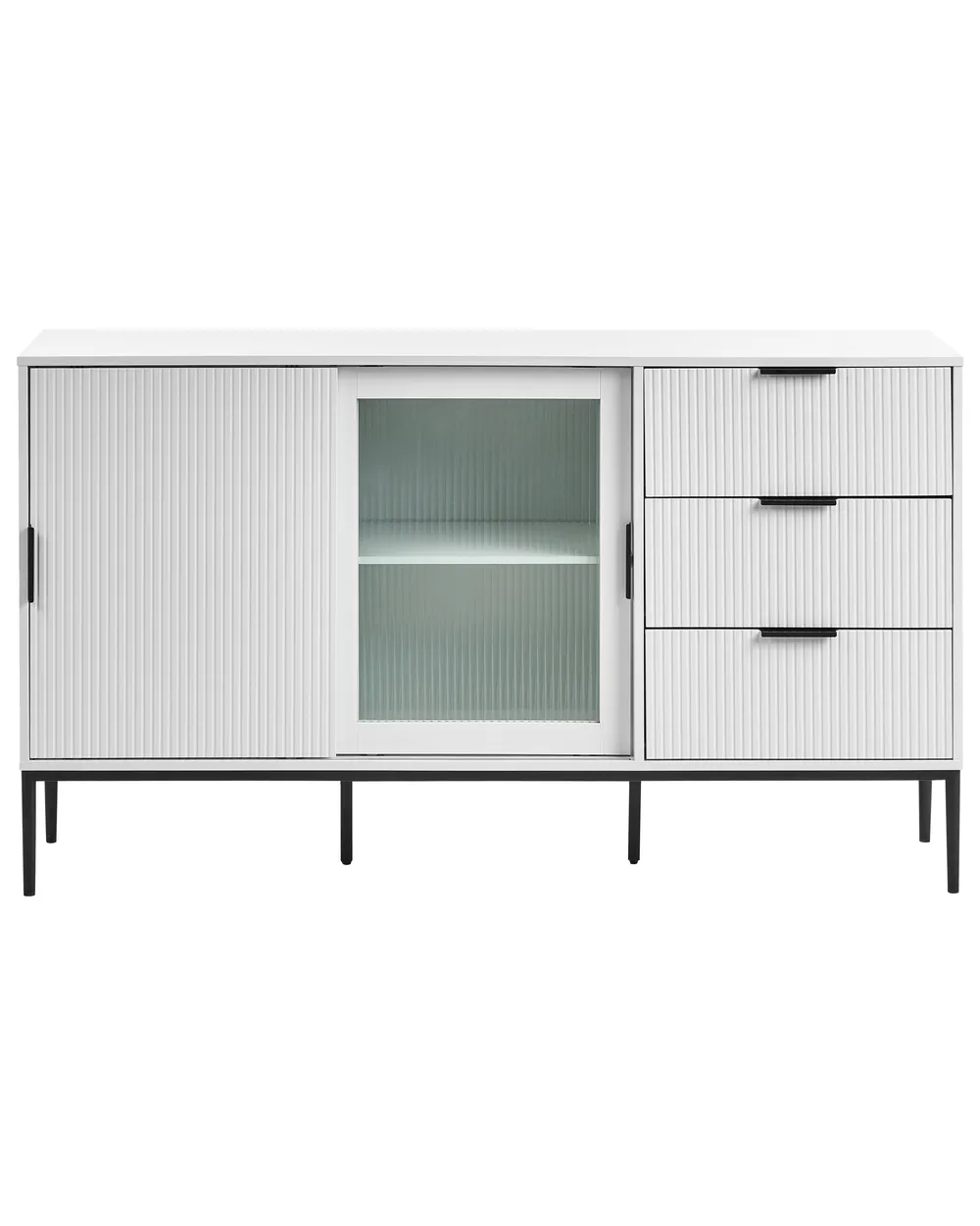Glass Display Sideboard LEDUC White_1025040