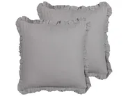 Set of 2 Decorative Cushions GLABRA 45 x 45 cm Linen Grey Solid_838485