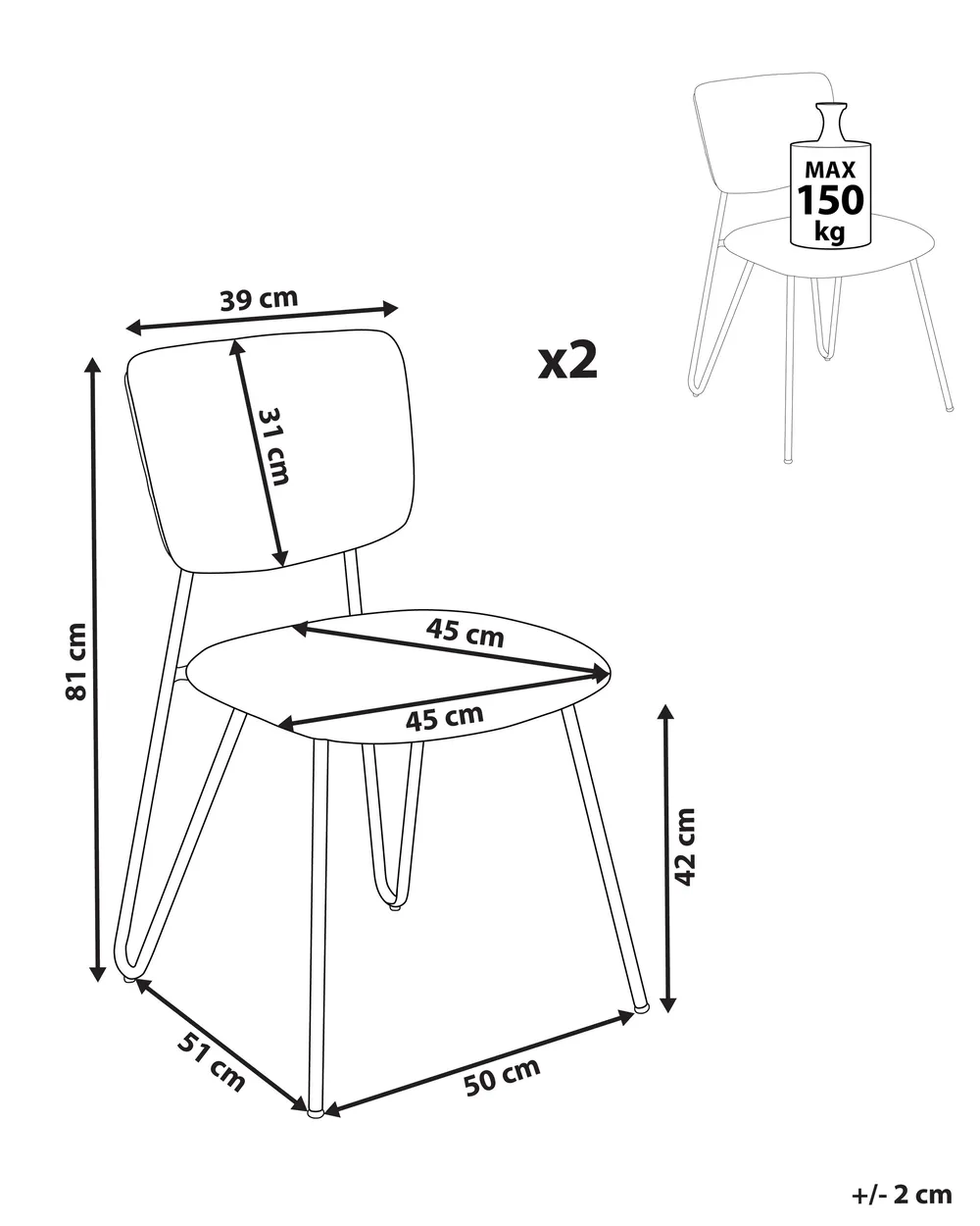 Set of 2 Dining Chairs NELKO Boucle Off-White_884718