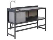 Outdoor Kitchen Set with Sink ORTISEI Graphite Grey Metal_934818