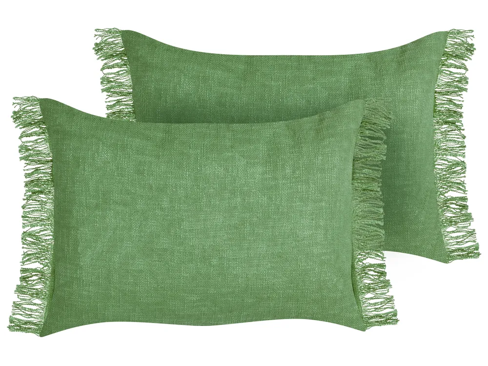 Set of 2 Decorative Cushions MABA 50 x 35 cm Cotton Green Solid