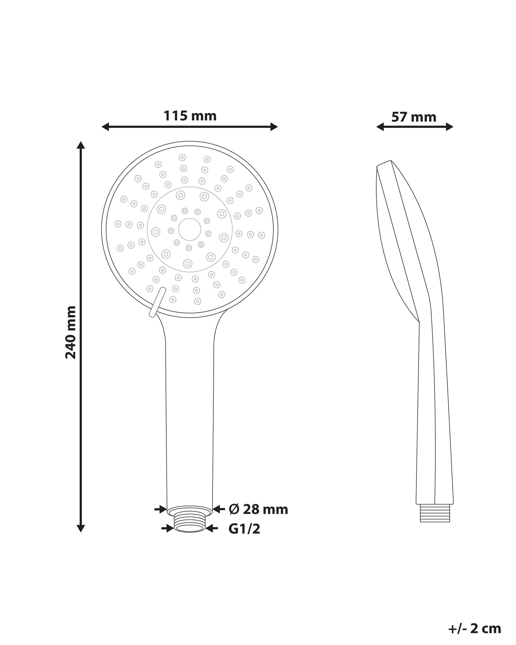 Duschhuvud och slangkit UCHIZA 5 strållägen Silver_989245