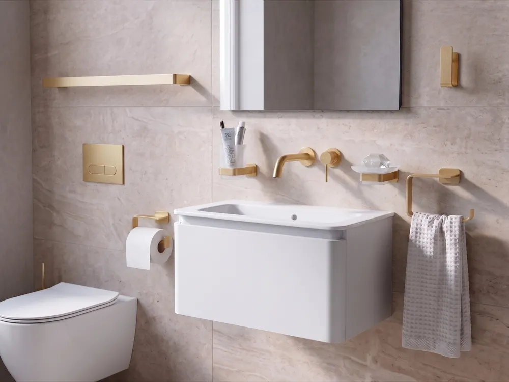 6-Piece Bathroom Hardware Set ZORRITOS with Towel Bars and Hooks Metal Gold
