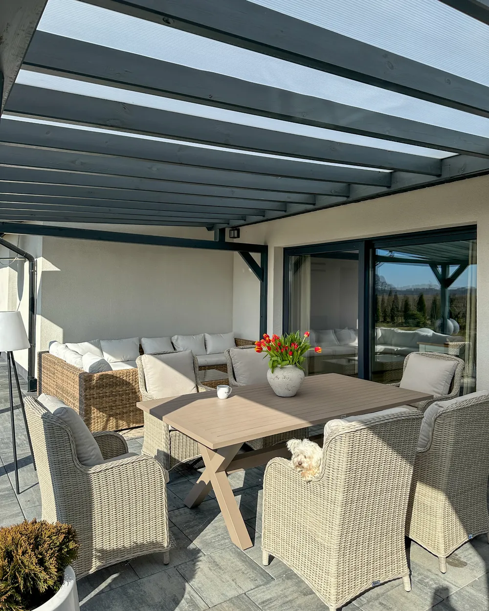 Garden Dining Table CASCAIS 200 cm 105 cm Metal Taupe_1065690
