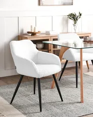 Set med 2 matstolar CASMALIA Bouclé Off-White_956975