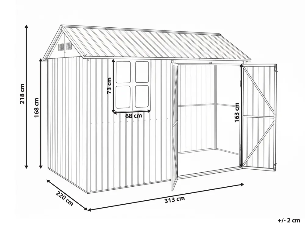 Trädgårdsskjul NOCCIANO 313 cm 220 cm Metall Brun_1020031