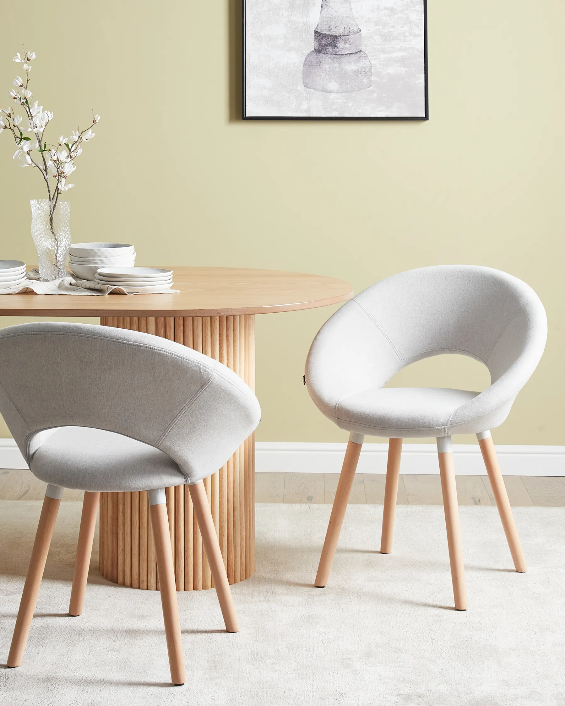 Set of 2 Dining Chairs ROSLYN Fabric Light Grey_1065219