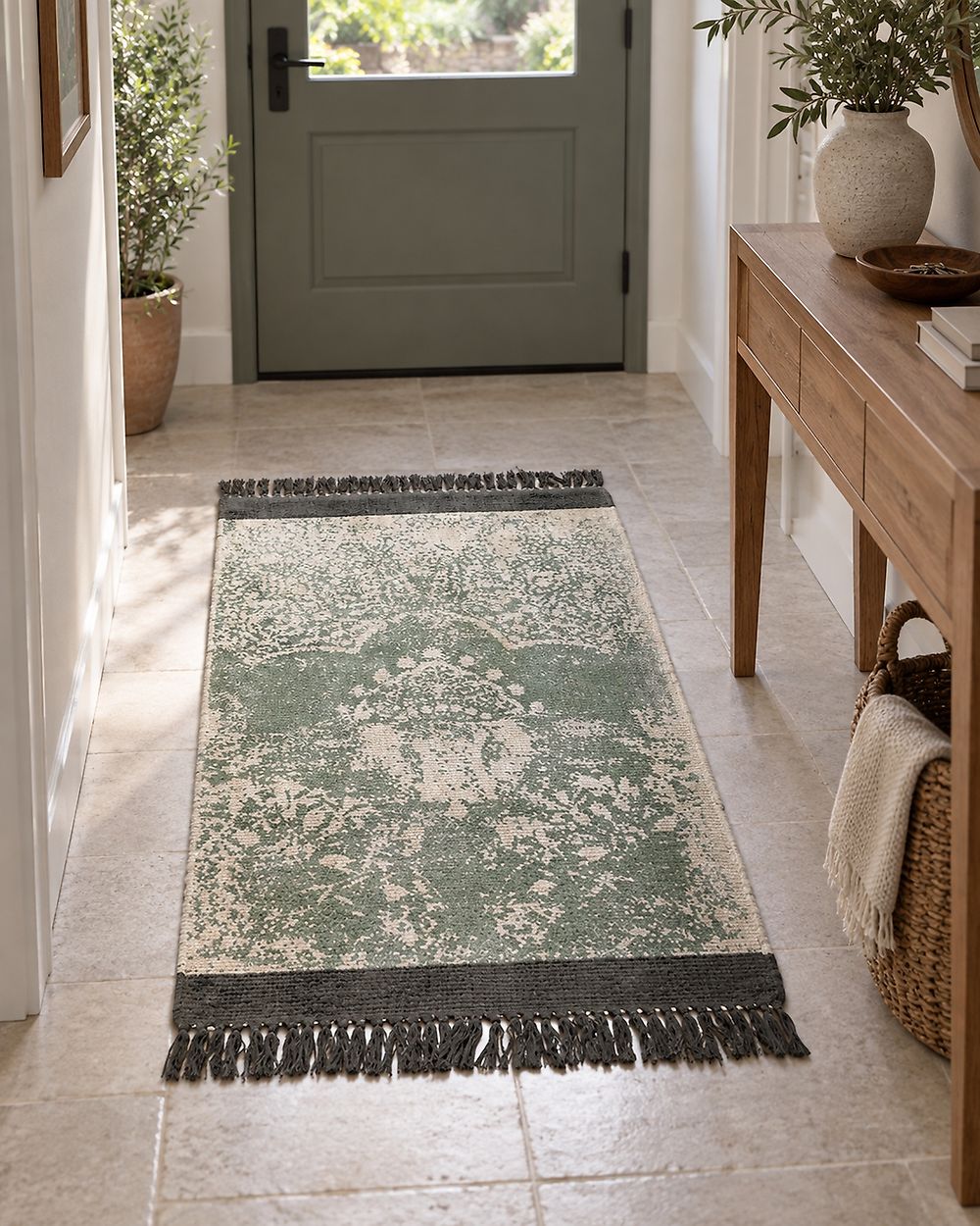 Rug AKARSU Green 80 x 150 cm Viscose