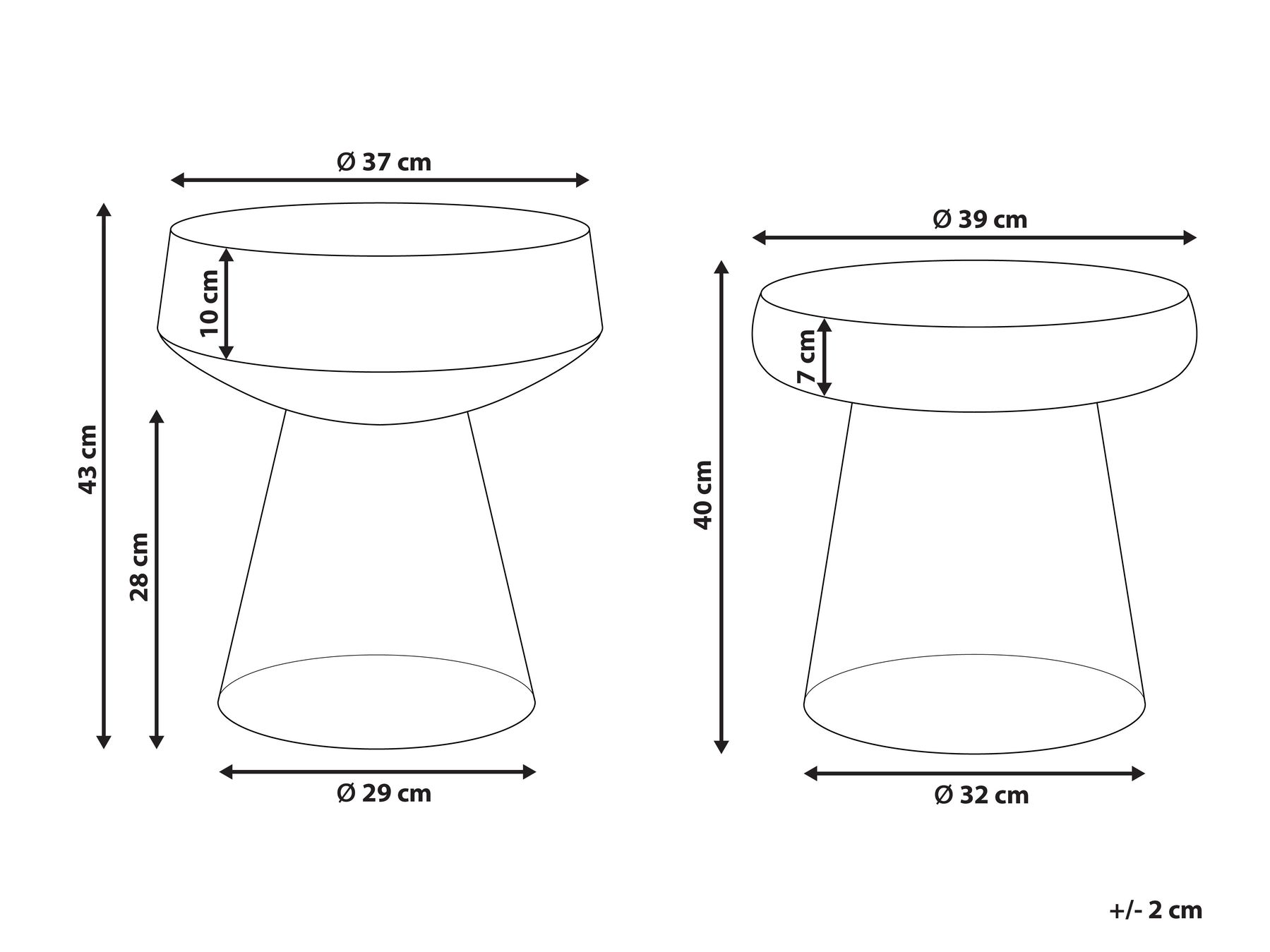 Set of 2 Side Tables LAGUNA/CALDERA Glass Dark Brown_1093670
