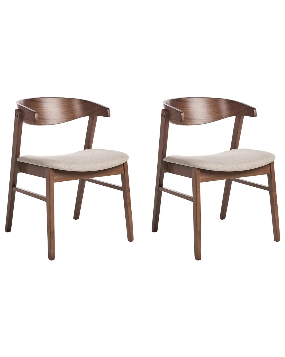 Set of 2 Dining Chairs LILLY Fabric Brown/ Beige