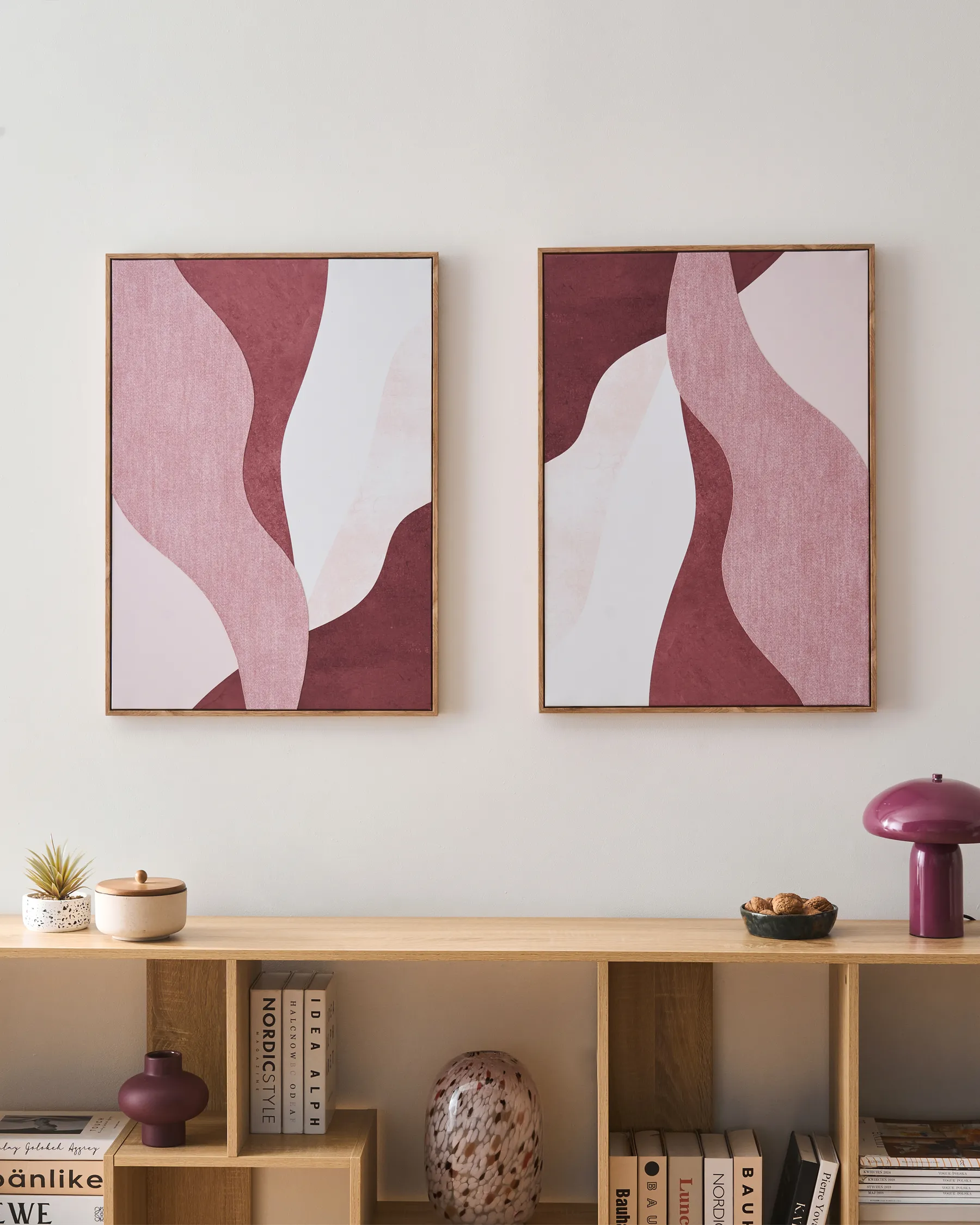 Set of 2 Canvases GOWRAN Abstract Motif Pink_1071470