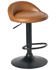 Set of 2 Bar Stools MEEDER Swivel Faux Leather Brown_1011353