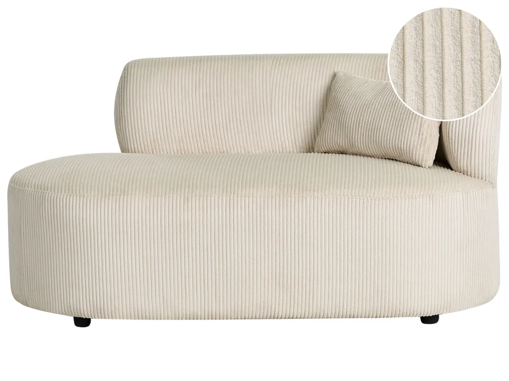 Right-Hand Chaise Longue VANVEY Corduroy Light Beige