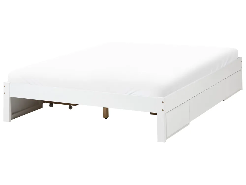 Bed with Storage Drawers without Headboard GIAT Wood White 160 x 200 cm (EU King Size)_1023315