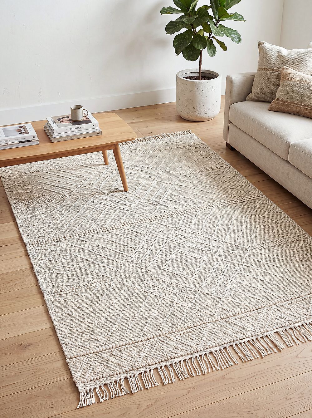 Matta MAVIKENT Beige 160 x 230 cm Ull