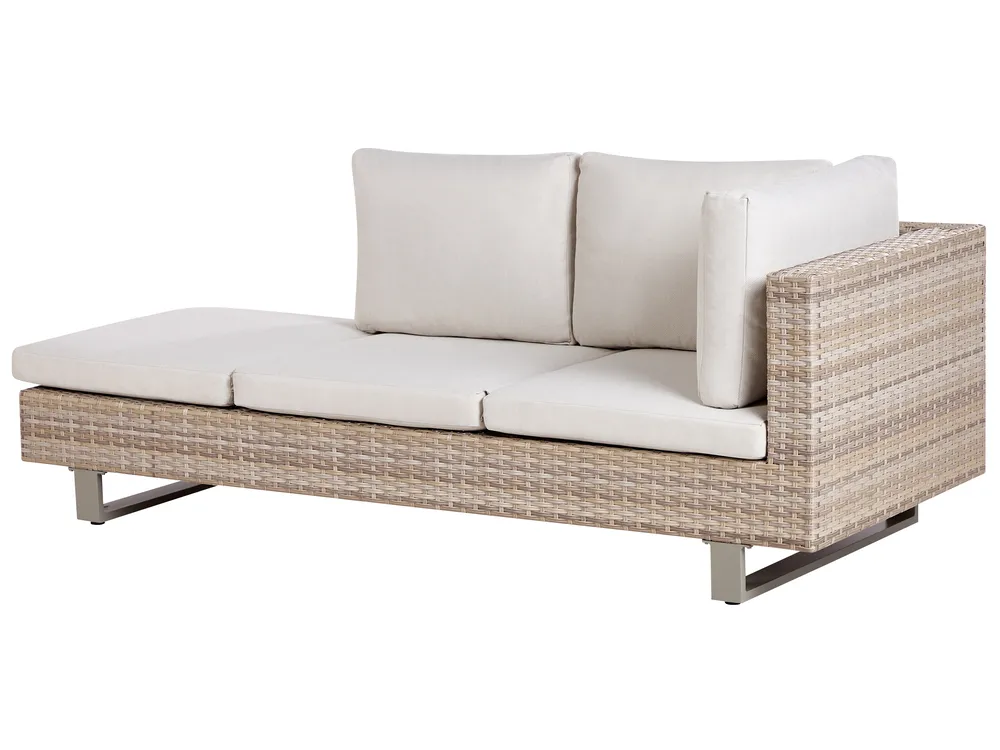 Trädgårdshörnsoffa med bord 5-sits LANCIANO Konstrotting Off-White Högervänd_930941