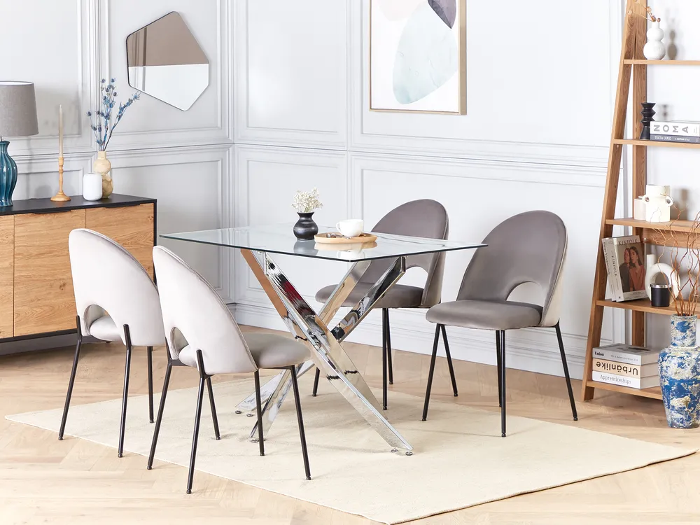 Dining Table MARAMO Silver 120 cm 70 cm Tempered Glass