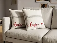 Set med 2 prydnadskuddar PLUMERIA 45 x 45 cm Bomull Beige Text_1183868