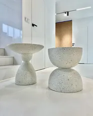 Side Table CAORIA 40 cm 40 cm Terrazzo Effect Off-White_897001