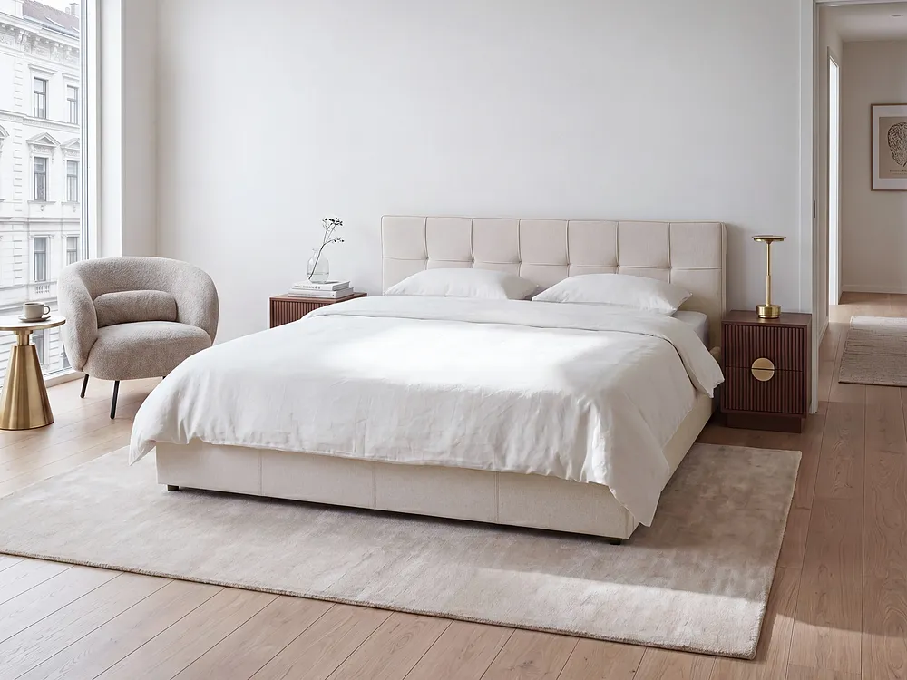 Seng med oppbevaring LAURESSES Lys beige 180 x 200 cm