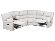 Manual Recliner Corner Sofa 5 Seater ROKKE Fabric Off-White Light Beige Left Hand_959342