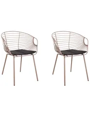 Set of 2 Dining Chairs HOBACK Metal Beige_907830