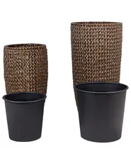 Set med 2 växtkrukor CEDRUS 37/45 cm Konstrotting Brun_914468