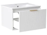 Wall Mounted Vanity Unit with Basin with Gold Handle TILCARA White_1005984