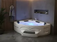 Corner Hot Tub with LED CUYABENO 2110 x 1500 mm White_1033717