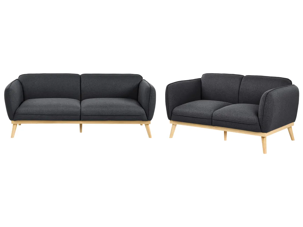 Living Room Set 5 Seater LJUNG Fabric Black