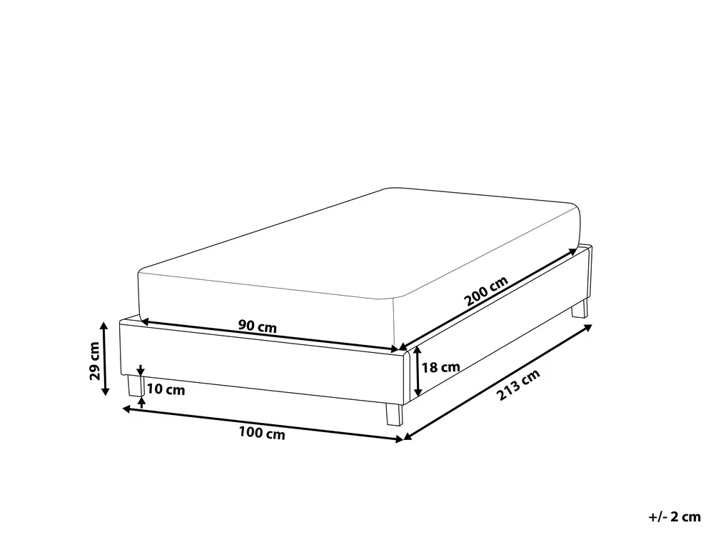Bed without Headboard Boucle ROANNE 90 x 200 cm (EU Single) Light Beige_903002