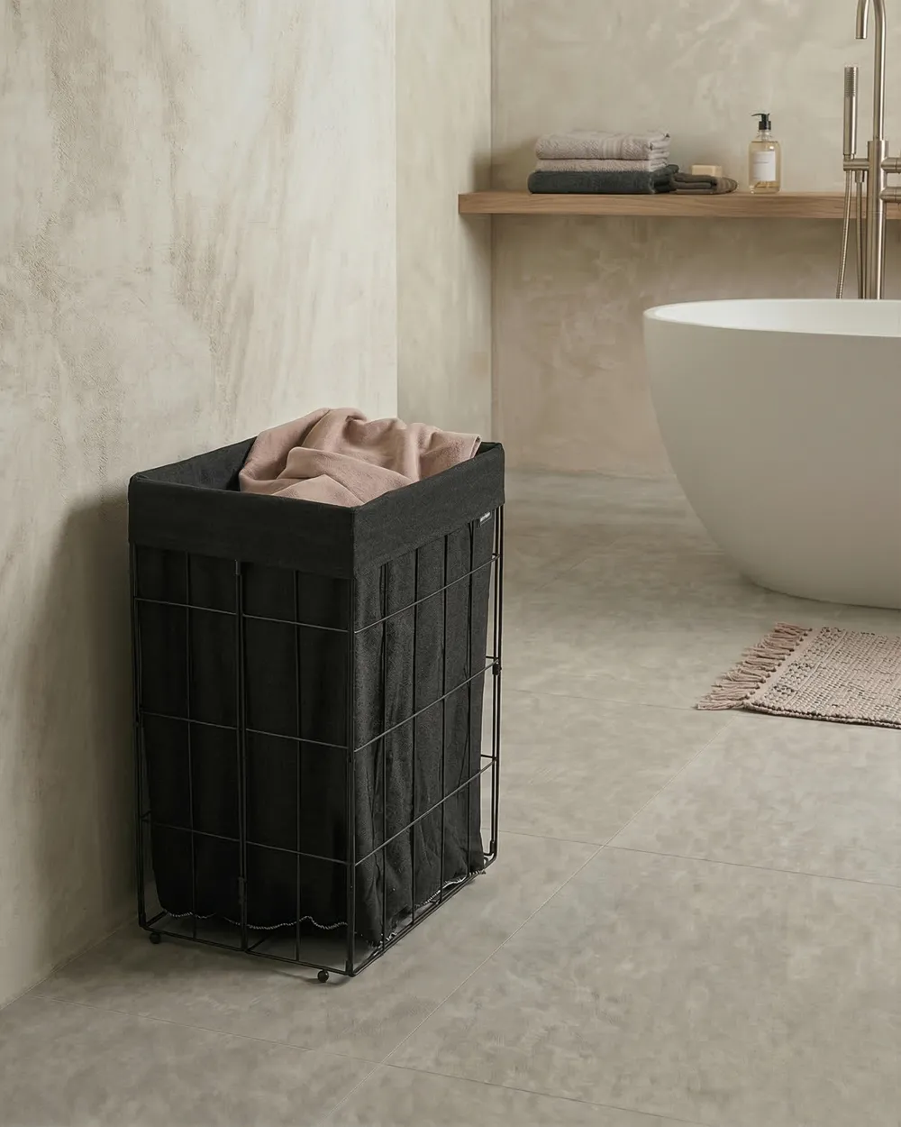 Laundry Basket CULPINA Metal Black 72 L