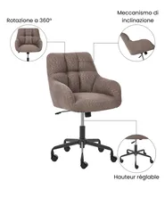 Kontorstol PALMDALE Bouclé Mørkebrun_1073318