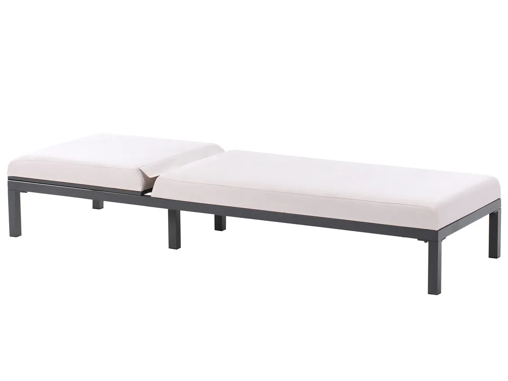 Sun Lounger with Cushion LARIANO Reclining Metal Light Beige_986655