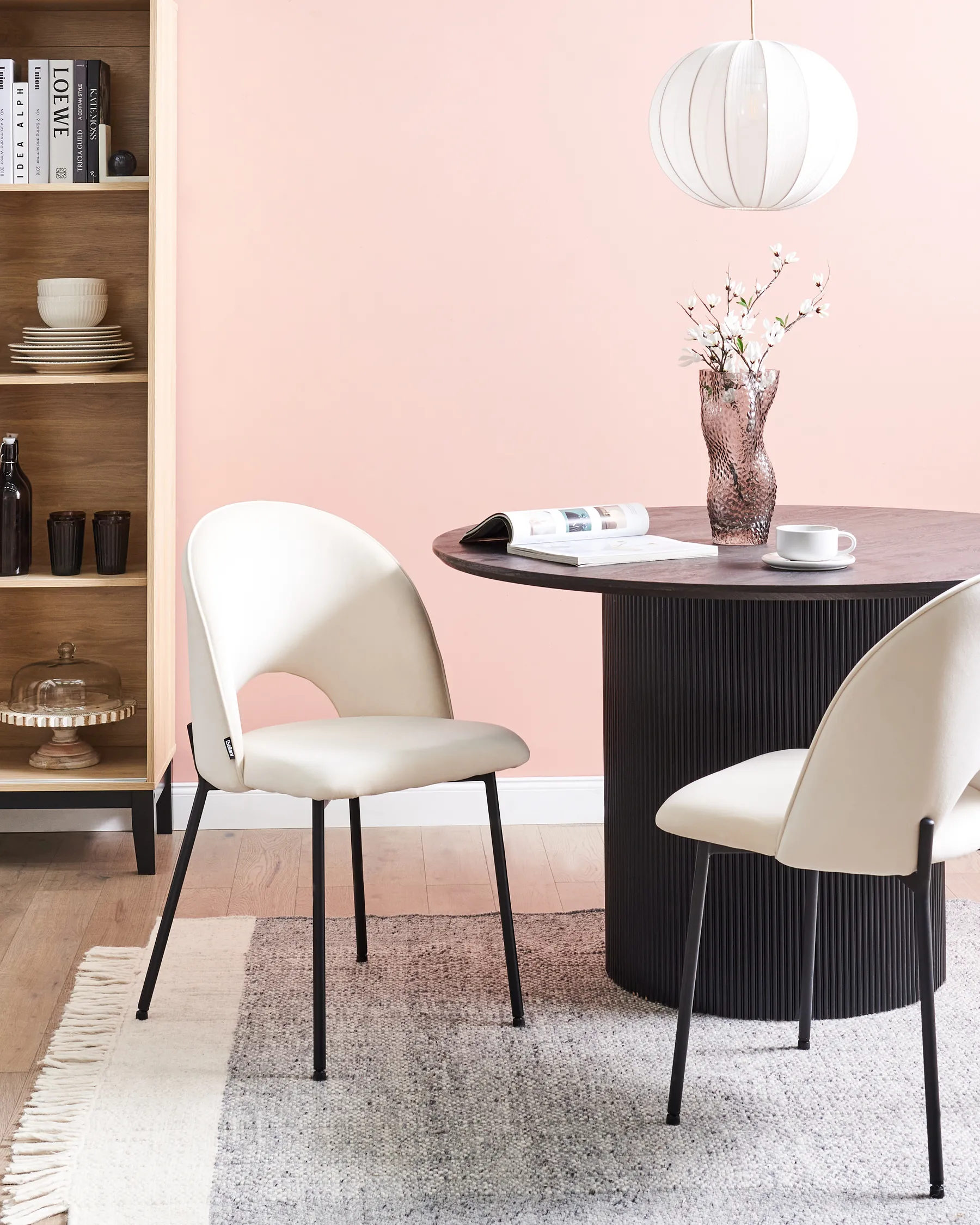 Set of 2 Dining Chairs COVELO Velvet Light Beige_902280