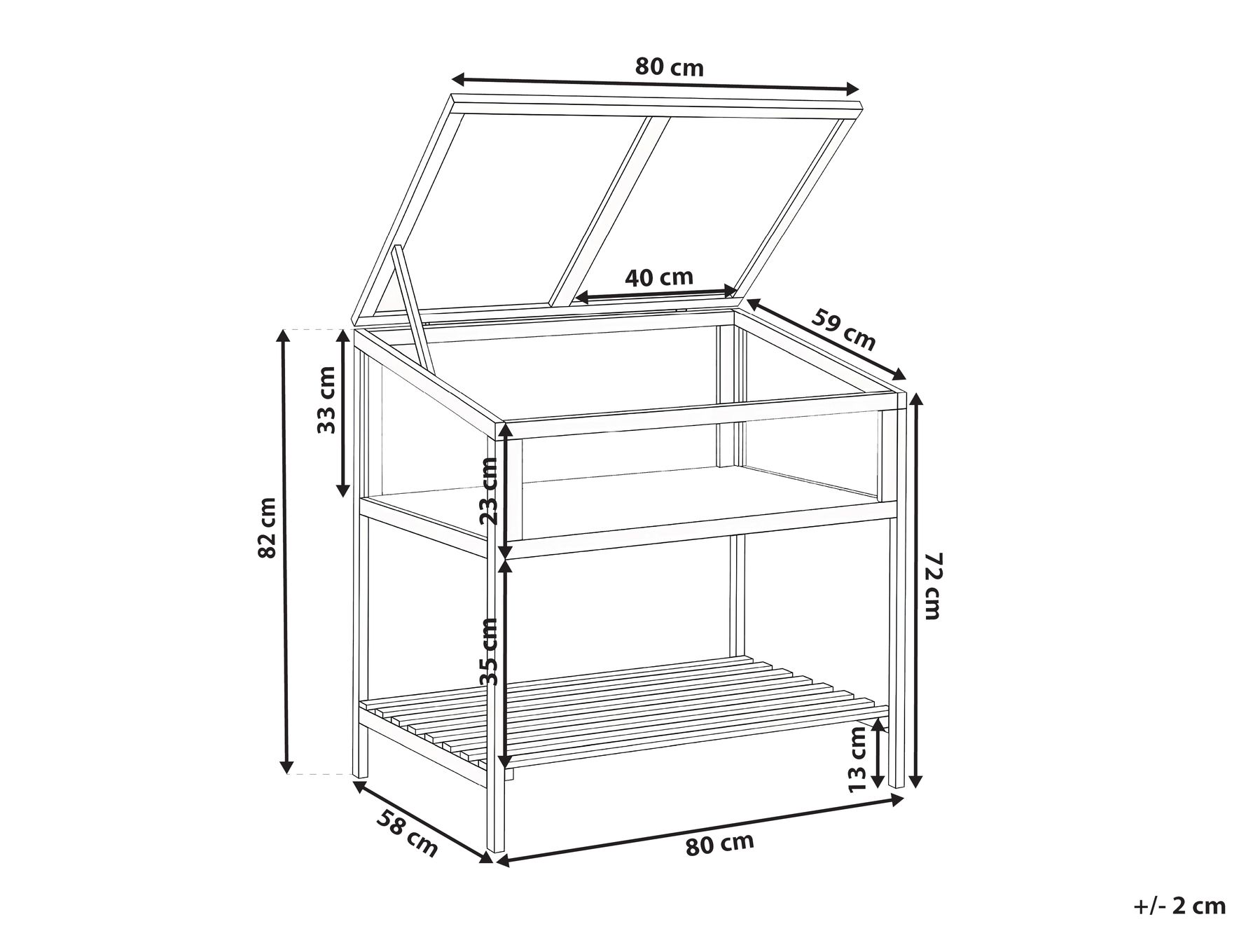 Växthus för balkong ARANOVA 80 cm 58 cm Granträ Ljusbrun_1024092